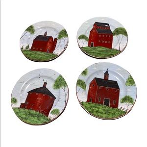 Warren Kimble By Sakura NY “Barns” salad plates